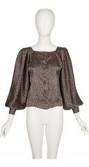 1972-73 F/W Dot Print Brown Balloon Sleeve Blouse