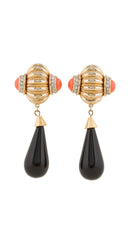 1980s Faux Coral Teardrop Clip-On Earrings