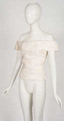 1990s Ivory Silk Taffeta Off-the-Shoulder Bustier Top