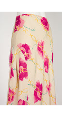 1997 S/S Rose Chainlink Print Rayon Chiffon Skirt
