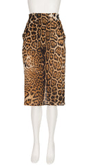 2002 S/S NWT Leopard Print Silk Chiffon Knee-Length Skirt