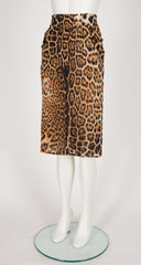 2002 S/S NWT Leopard Print Silk Chiffon Knee-Length Skirt