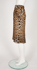2002 S/S NWT Leopard Print Silk Chiffon Knee-Length Skirt
