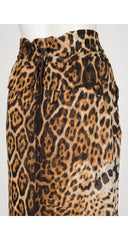 2002 S/S NWT Leopard Print Silk Chiffon Knee-Length Skirt