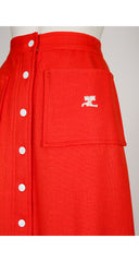 1970s Logo Orange Snap-Up Knee Length Skirt