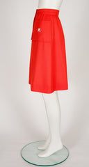 1970s Logo Orange Snap-Up Knee Length Skirt