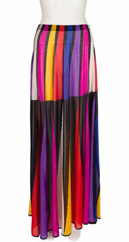 1970s Circus Tent Print Multicolored Maxi Beach Skirt