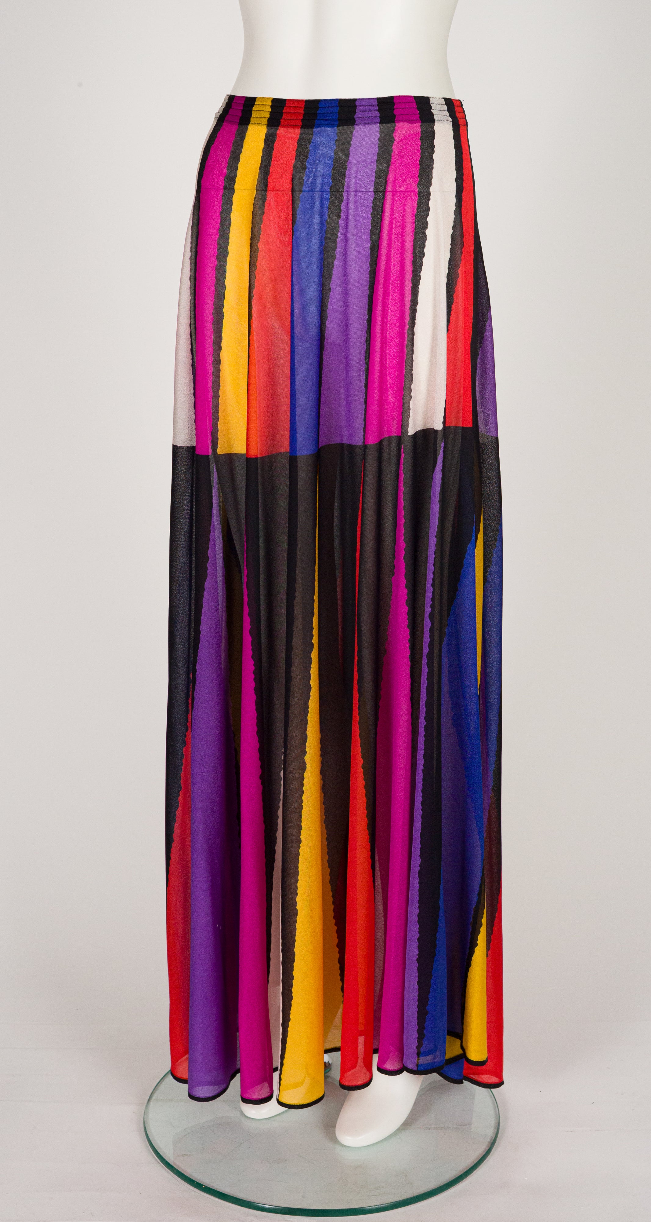 1970s Circus Tent Print Multicolored Maxi Beach Skirt