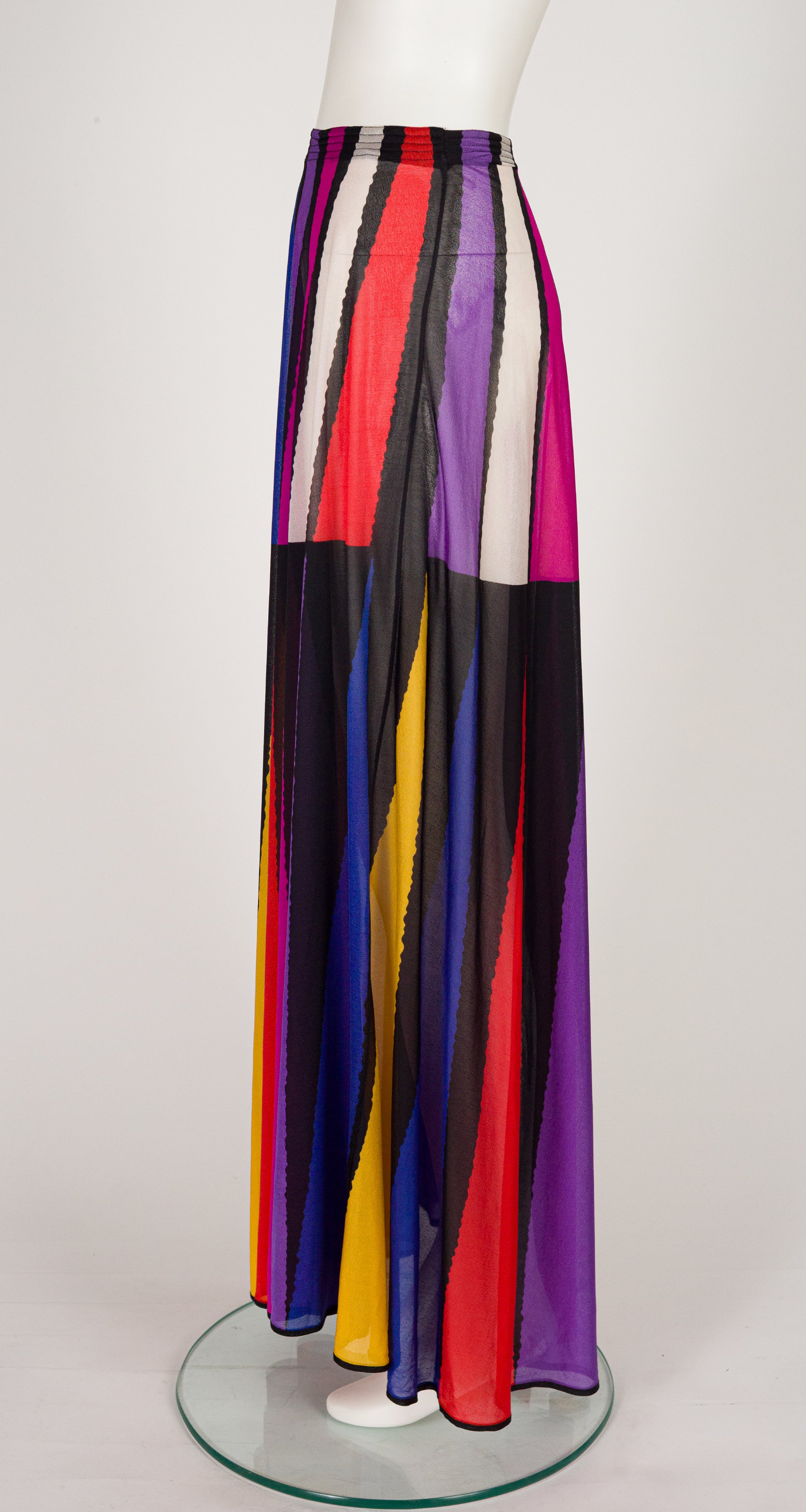1970s Circus Tent Print Multicolored Maxi Beach Skirt