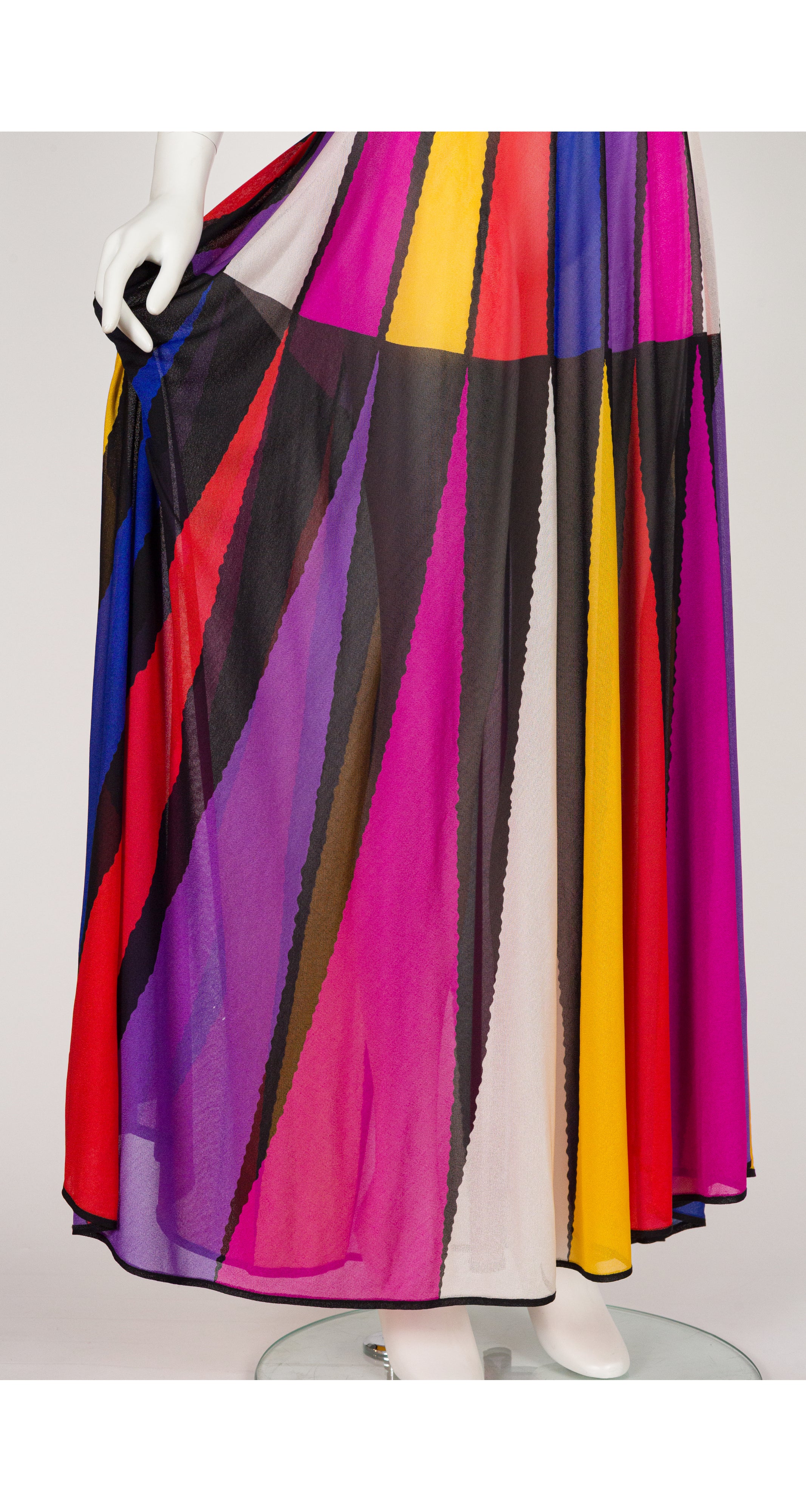 1970s Circus Tent Print Multicolored Maxi Beach Skirt