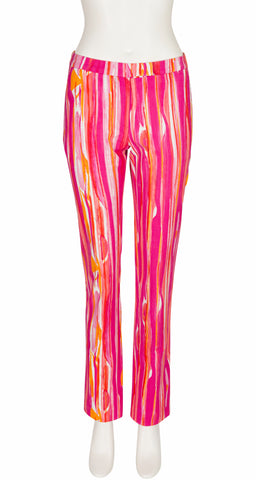 1996 S/S Pink & Orange Brushstroke Print Cotton Pants