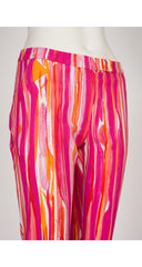 1996 S/S Pink & Orange Brushstroke Print Cotton Pants