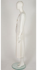 1980s White Rayon Crepe Culotte Pant Suit