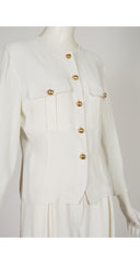 1980s White Rayon Crepe Culotte Pant Suit