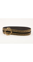 1980s Floral Gold Metallic Ribbon Leather Belt