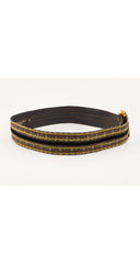 1980s Floral Gold Metallic Ribbon Leather Belt
