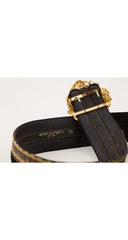1980s Floral Gold Metallic Ribbon Leather Belt