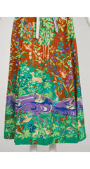 1970s Woodland Creature Print Cotton Maxi Wrap Dress