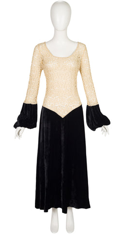 1993-94 F/W Lace & Rayon Velvet Bishop Sleeve Dress