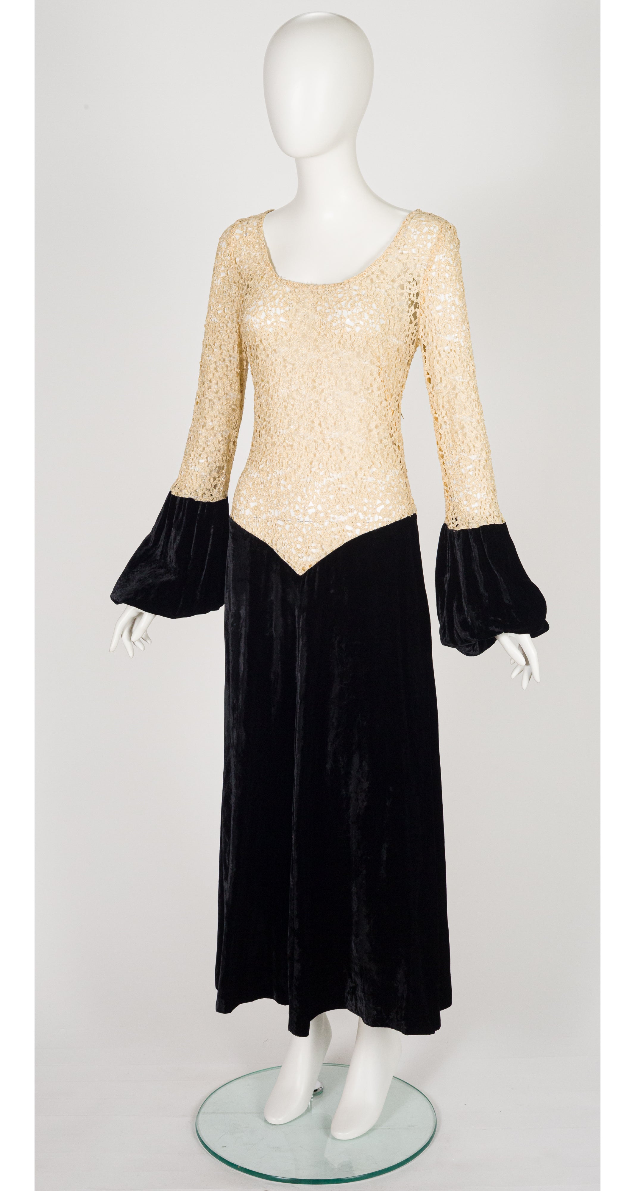 1993-94 F/W Lace & Rayon Velvet Bishop Sleeve Dress