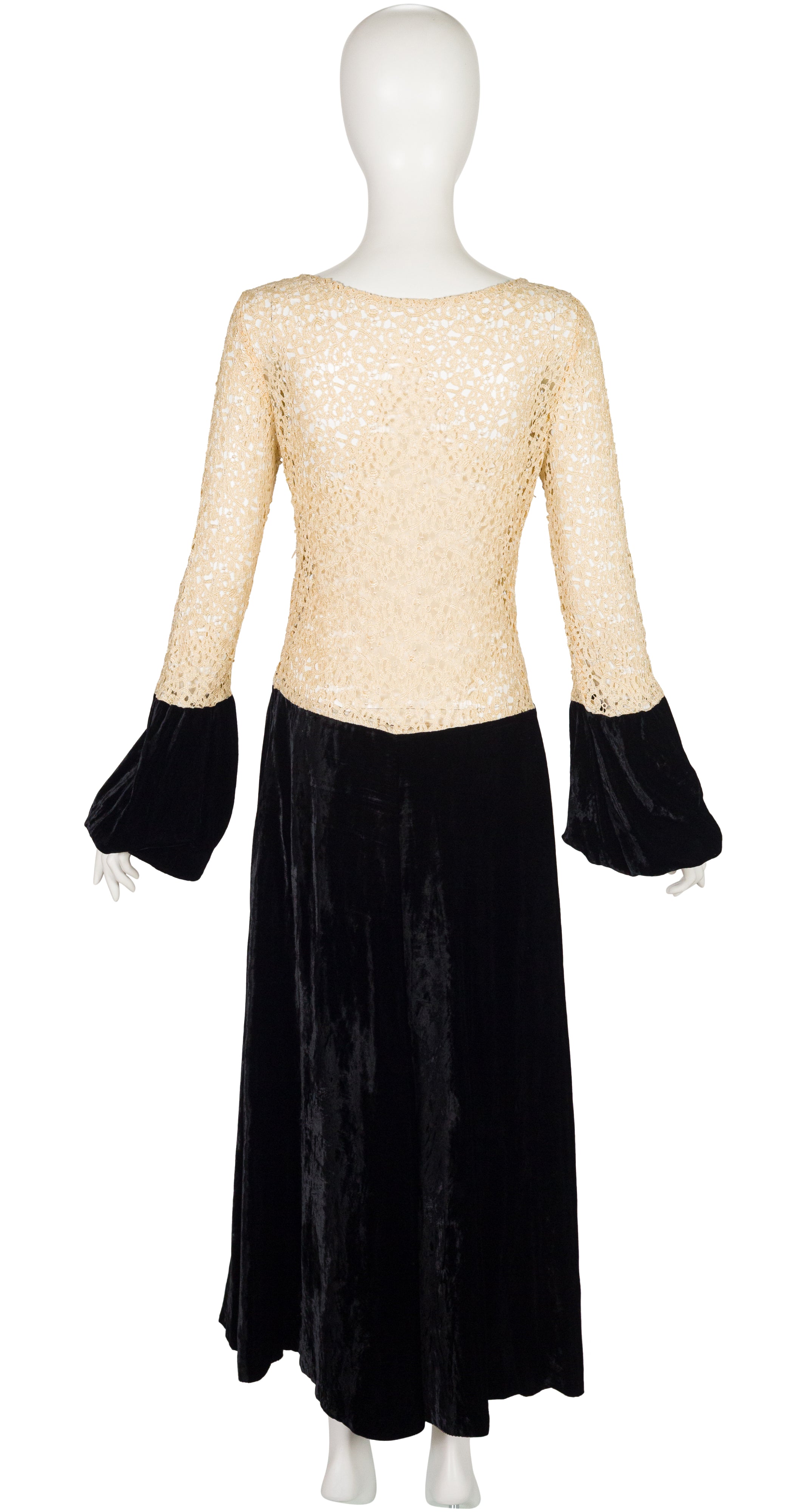 1993-94 F/W Lace & Rayon Velvet Bishop Sleeve Dress