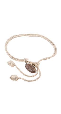 1970s Stone Cabochon Adjustable Silk Rope Belt