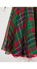 1991 S/S Navy Tartan Silk Cut-Out Bustier Gown
