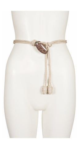 1970s Stone Cabochon Adjustable Silk Rope Belt