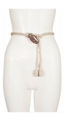 1970s Stone Cabochon Adjustable Silk Rope Belt