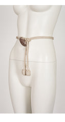1970s Stone Cabochon Adjustable Silk Rope Belt