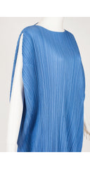 Blue Pleated Asymmetrical Petal Tunic Dress