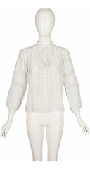 1977 S/S Ad Campaign White Eyelet Cotton Peasant Blouse
