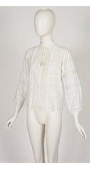 1977 S/S Ad Campaign White Eyelet Cotton Peasant Blouse