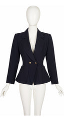 1983 S/S Navy Wool Gabardine Hourglass Blazer