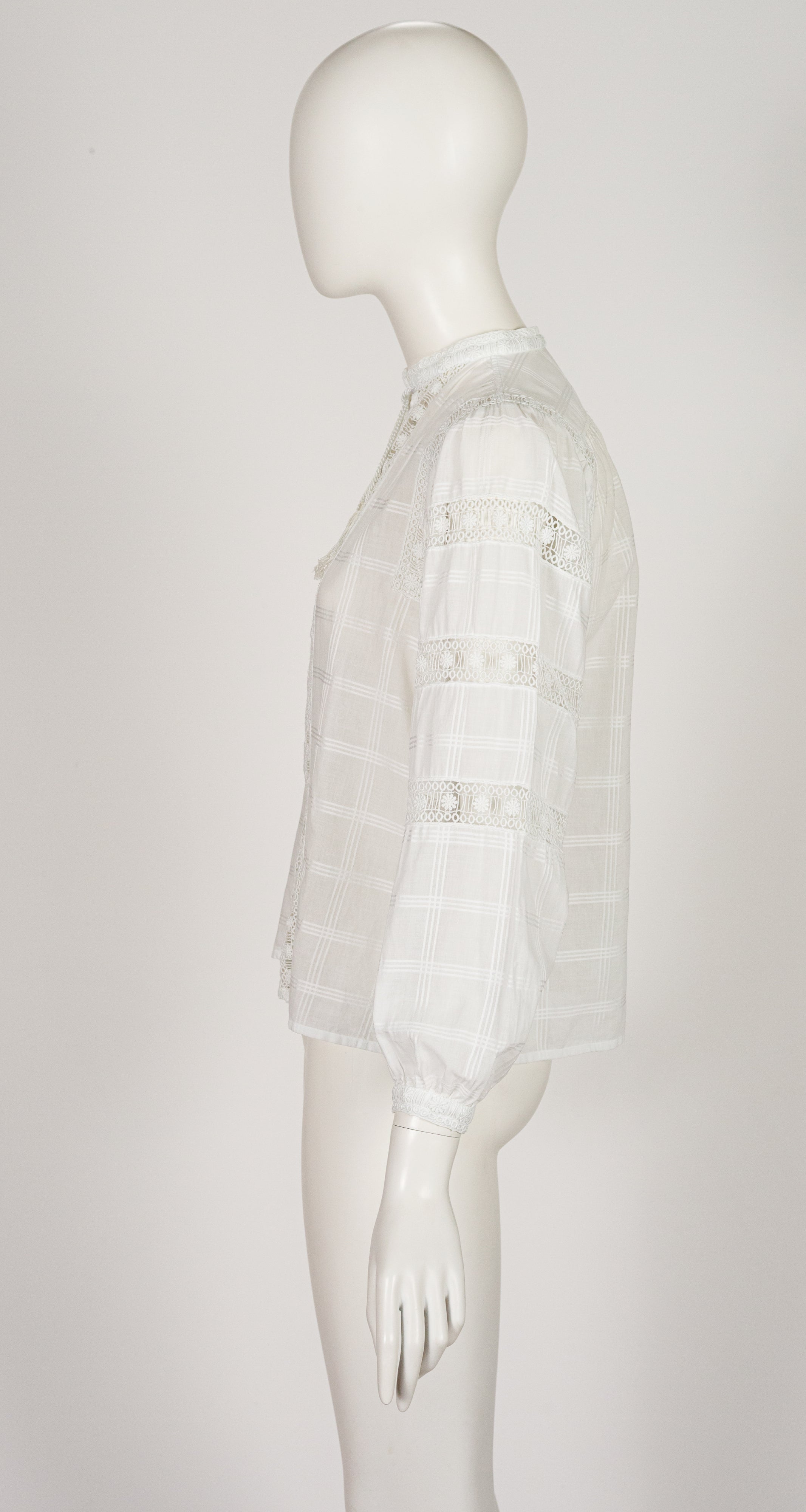 1977 S/S Ad Campaign White Eyelet Cotton Peasant Blouse