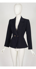 1983 S/S Navy Wool Gabardine Hourglass Blazer