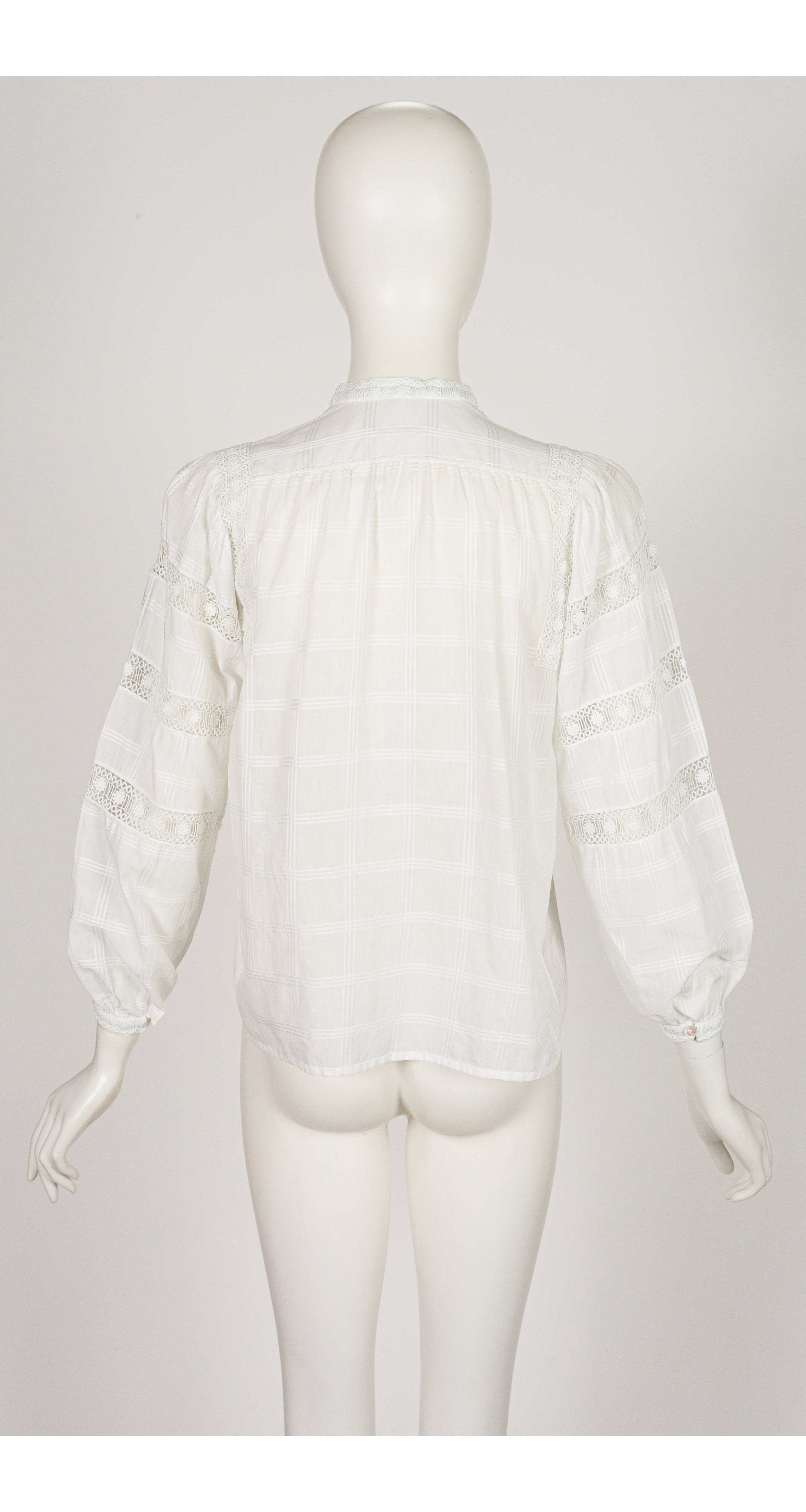 1977 S/S Ad Campaign White Eyelet Cotton Peasant Blouse