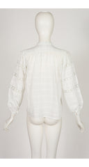 1977 S/S Ad Campaign White Eyelet Cotton Peasant Blouse