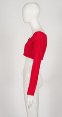 1992 S/S Red Cotton Jersey Long Sleeve Crop Top