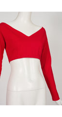 1992 S/S Red Cotton Jersey Long Sleeve Crop Top