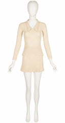 1960s Cotton Knit Chelsea Collar Top & Mini Skirt Set