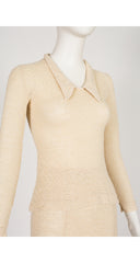 1960s Cotton Knit Chelsea Collar Top & Mini Skirt Set