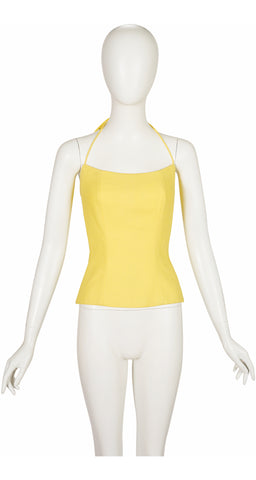 1992 S/S Yellow Cotton Piqué Halter Bustier Top