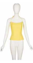1992 S/S Yellow Cotton Piqué Halter Bustier Top
