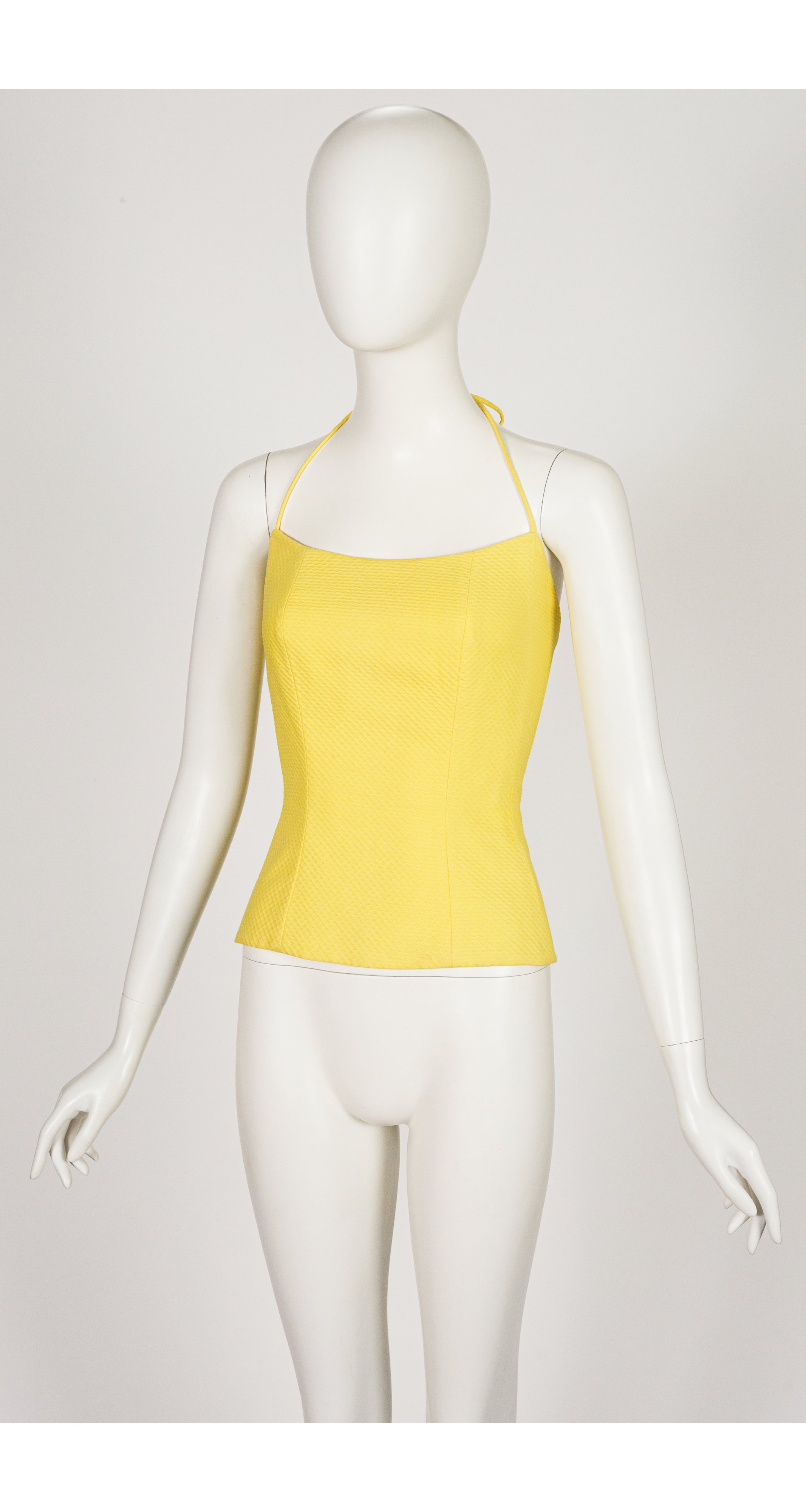 1992 S/S Yellow Cotton Piqué Halter Bustier Top