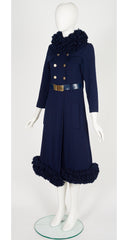 1960s Navy Double-Knit Wool Yarn Trim Coat
