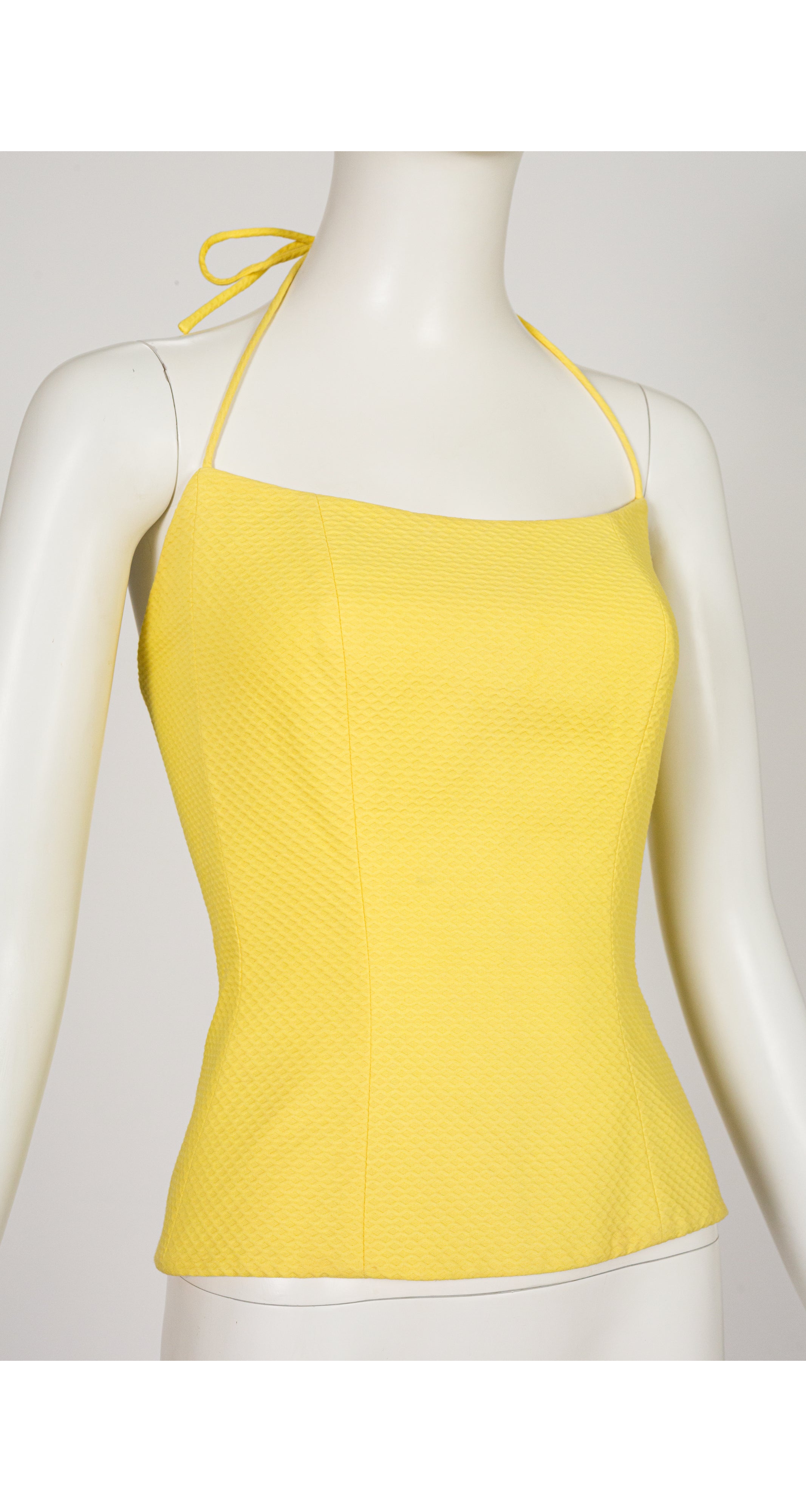 1992 S/S Yellow Cotton Piqué Halter Bustier Top