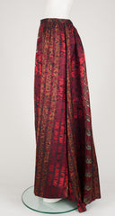 1990s Mixed Print Silk Jacquard Floor Length Evening Skirt