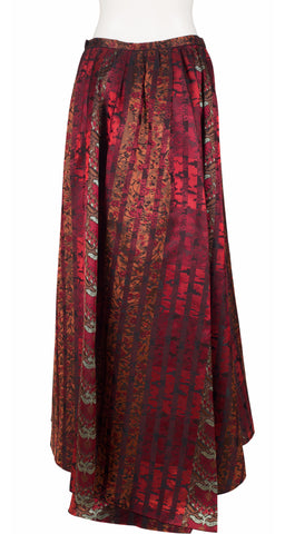 1990s Mixed Print Silk Jacquard Floor Length Evening Skirt