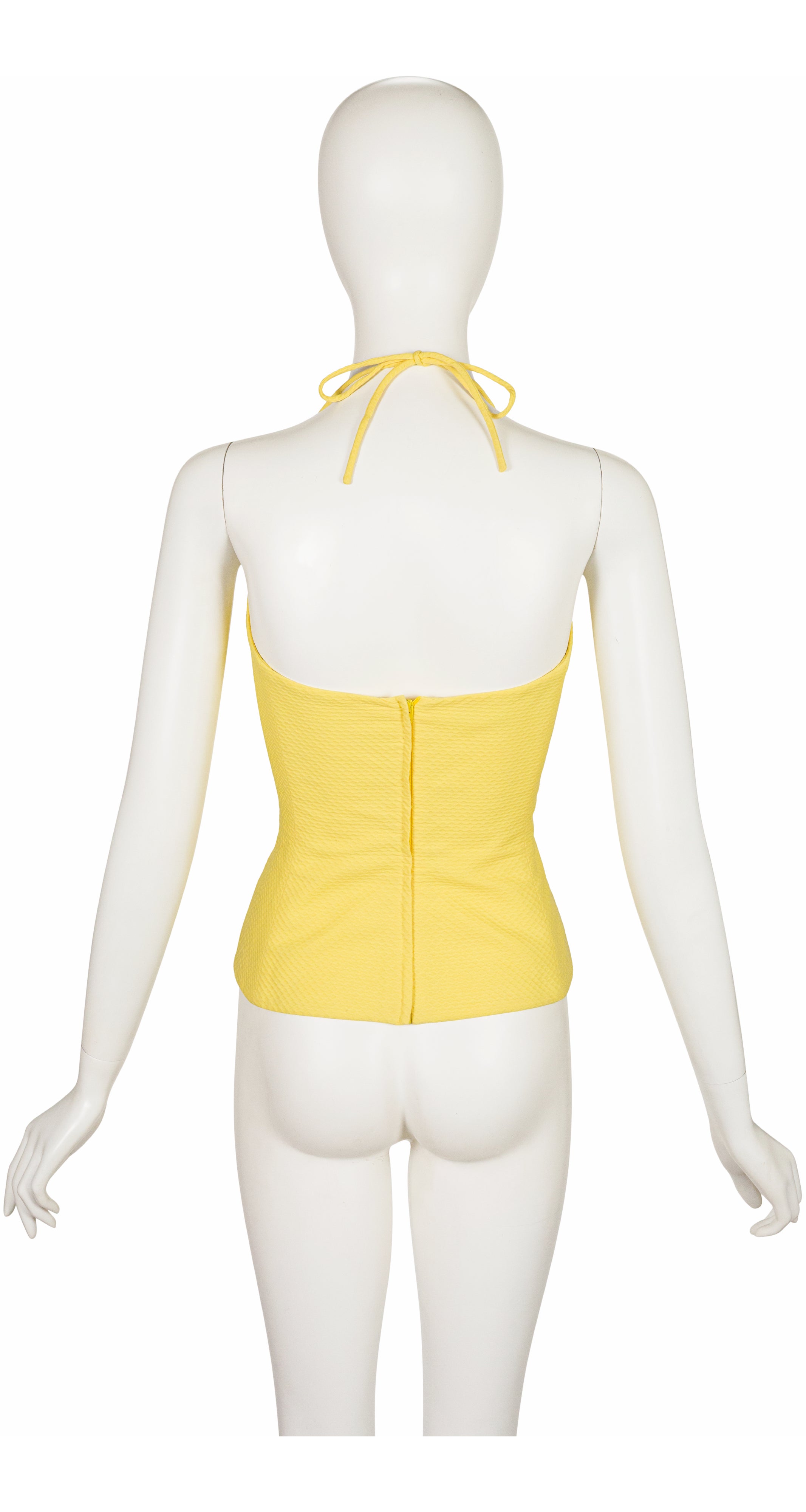 1992 S/S Yellow Cotton Piqué Halter Bustier Top